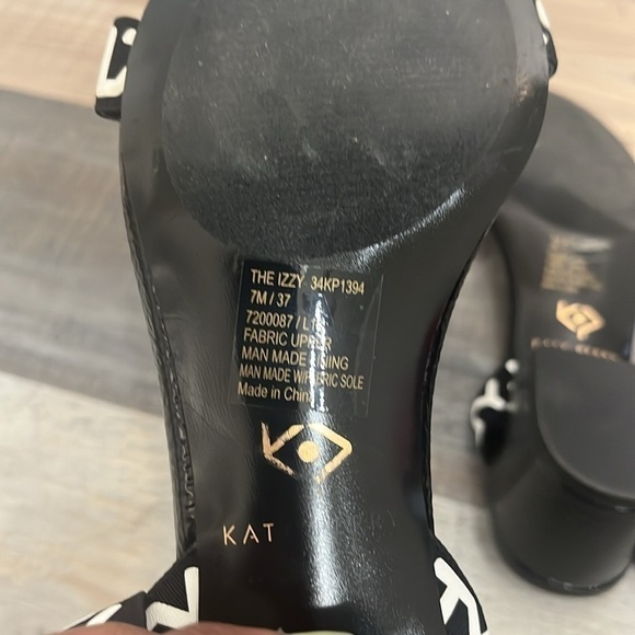 Katy Perry The IZZY Elastic Patent Heeled Sandals Black size 7M/37 Black White - Picture 10 of 11